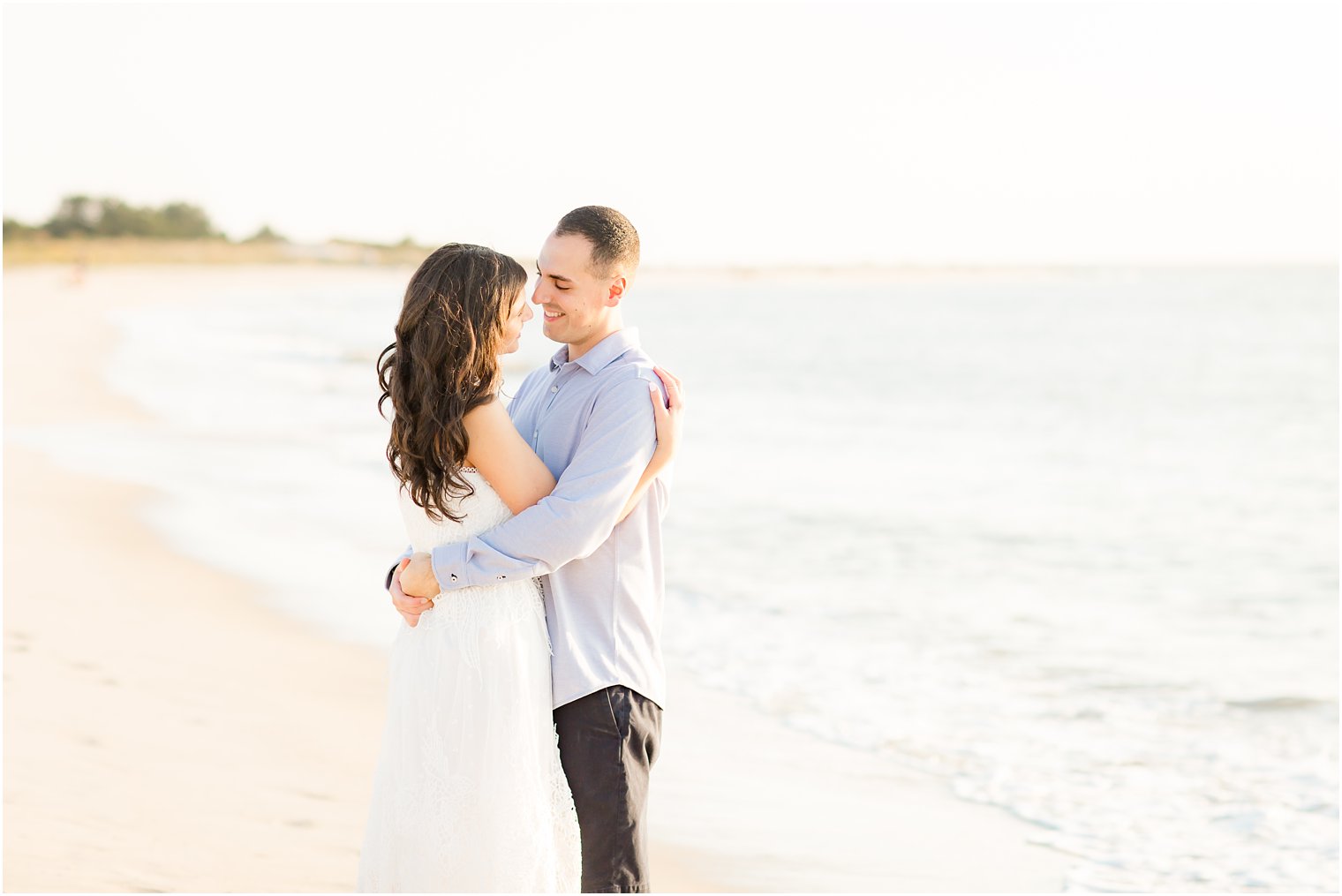 Romantic posing for engaged couple 