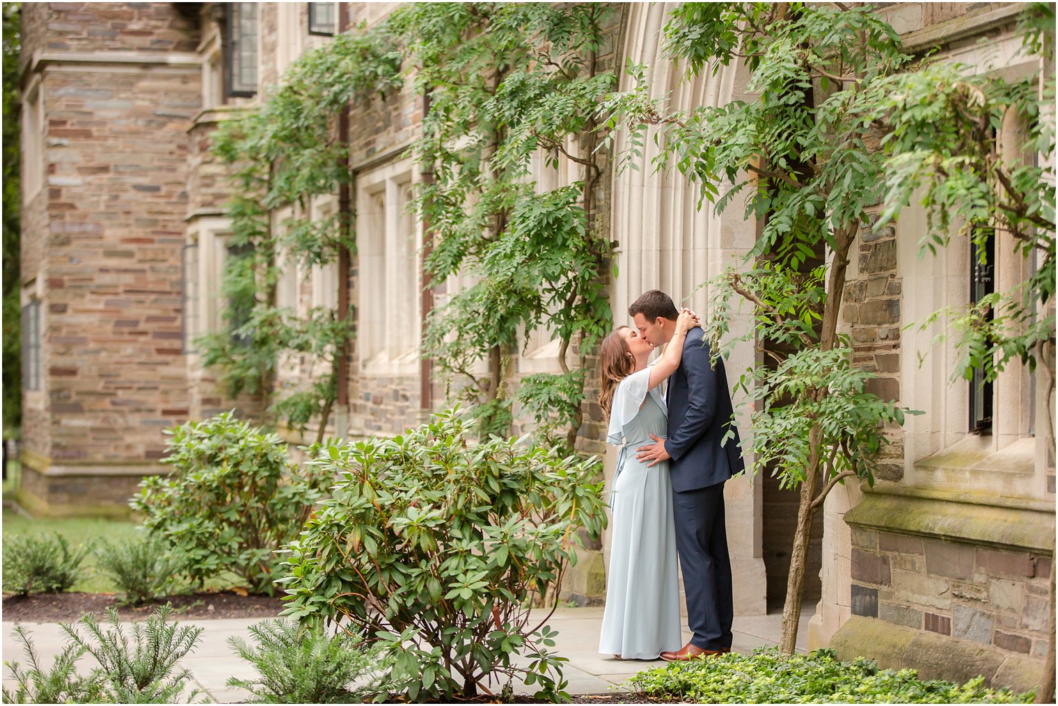 garden portraits during engagement session at Princeton University with Idalia Photography