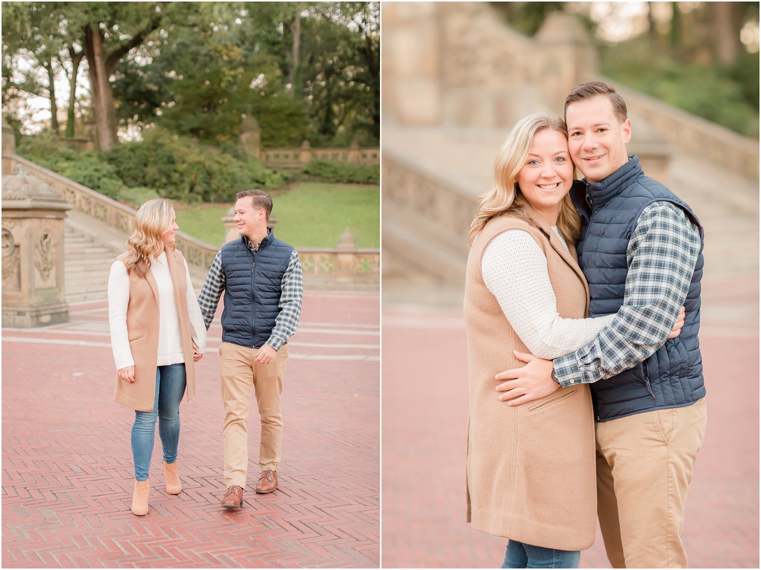 Fall engagement session at Bethesda Terrace 