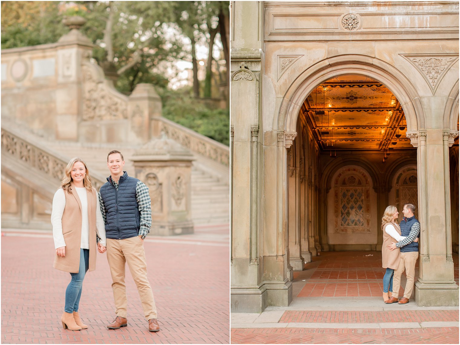 Engagement photos at Bethesda Terrace