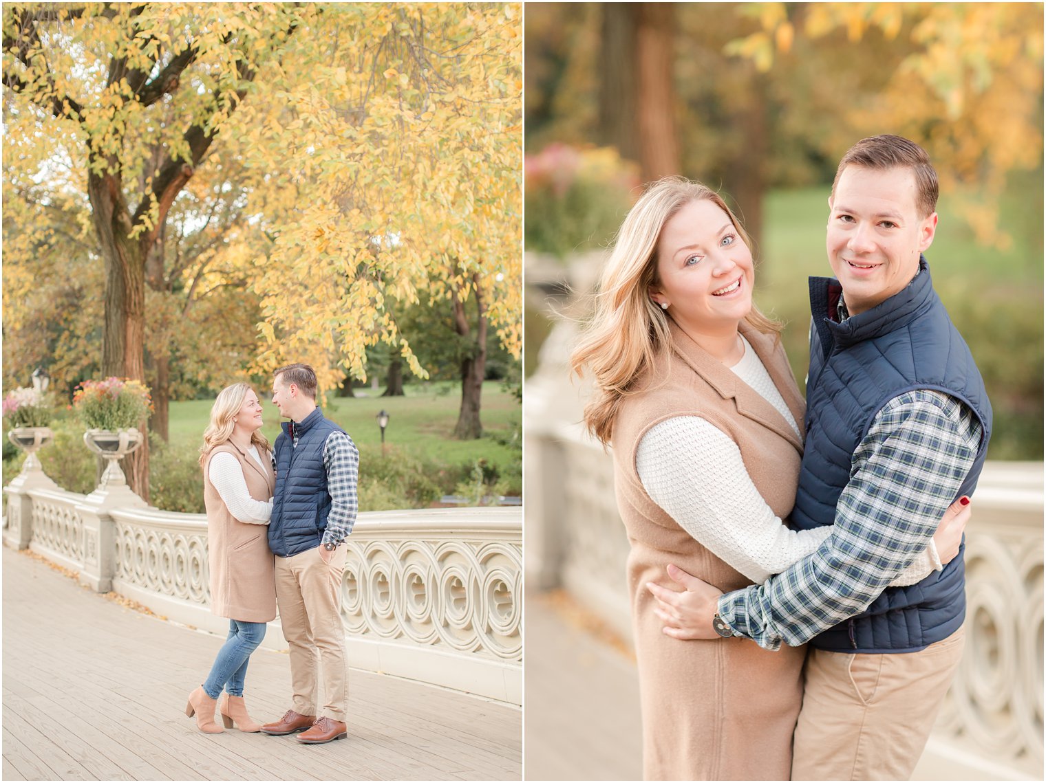 Engagement session with fall foliage