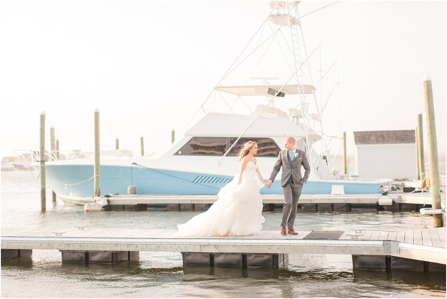 bride and groom at The Channel Club in Monmouth Beach, NJ