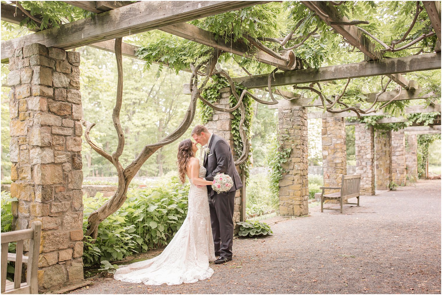 photo of bride and groom at Cross Estate Gardens in Bernardsville, NJ
