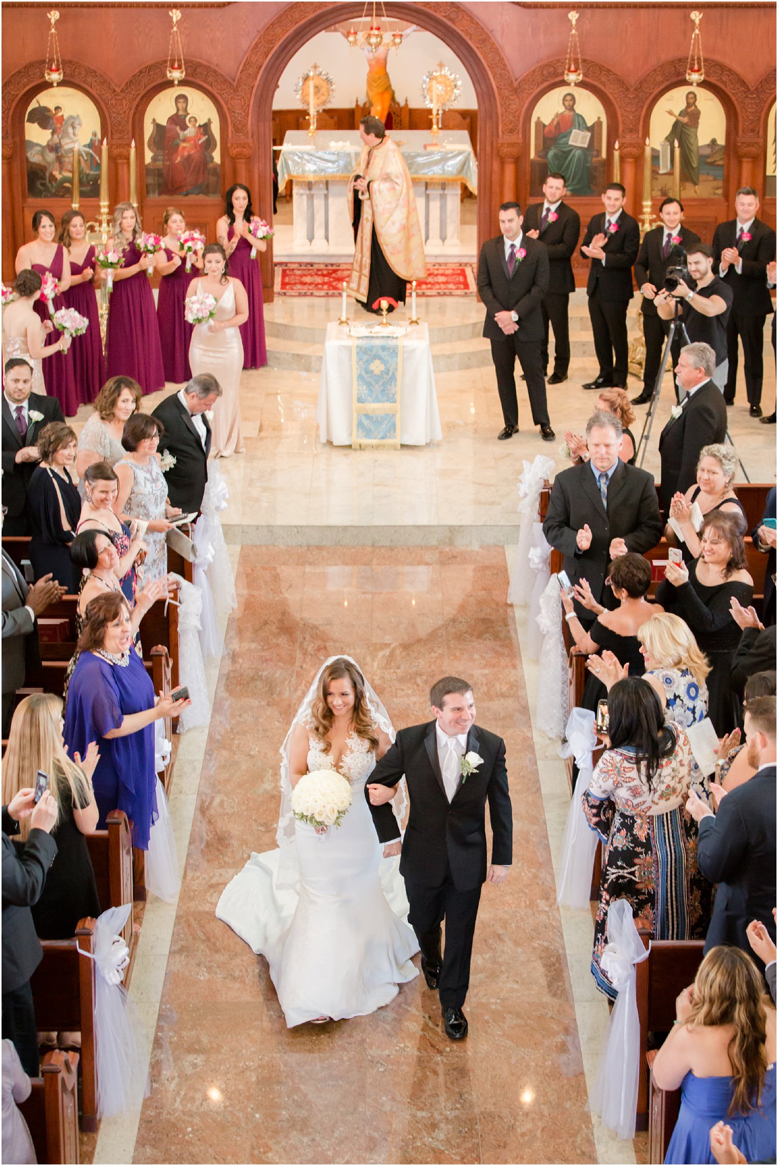 Wedding recessional at St. George Greek Orthodox Church in Ocean Township, NJ