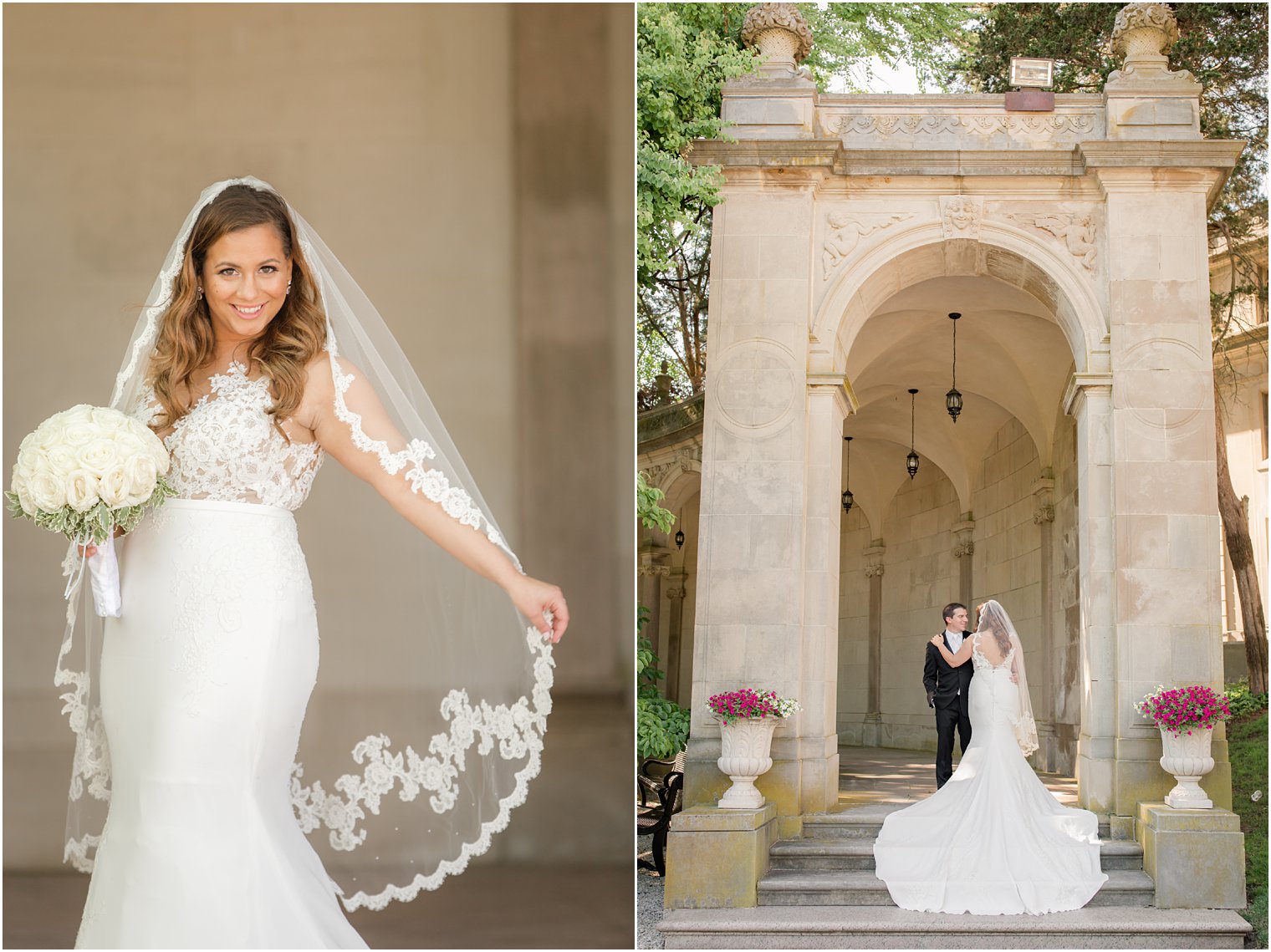 Portraits of bride and groom at Monmouth University