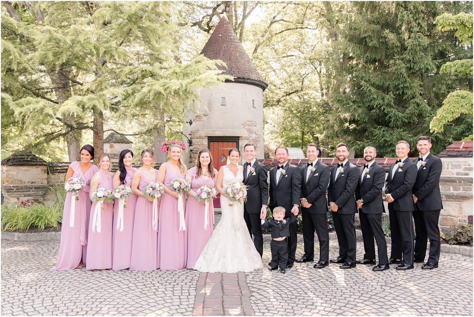 elegant bridal party at Pleasantdale Chateau wedding