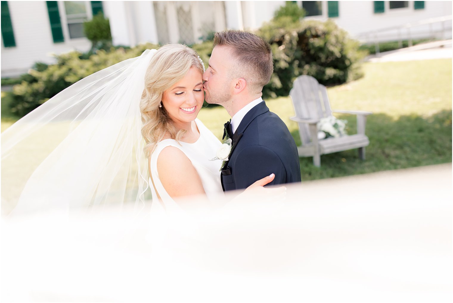 sweet bride and groom photo at Frelinghuysen Arboretum in Morristown, NJ