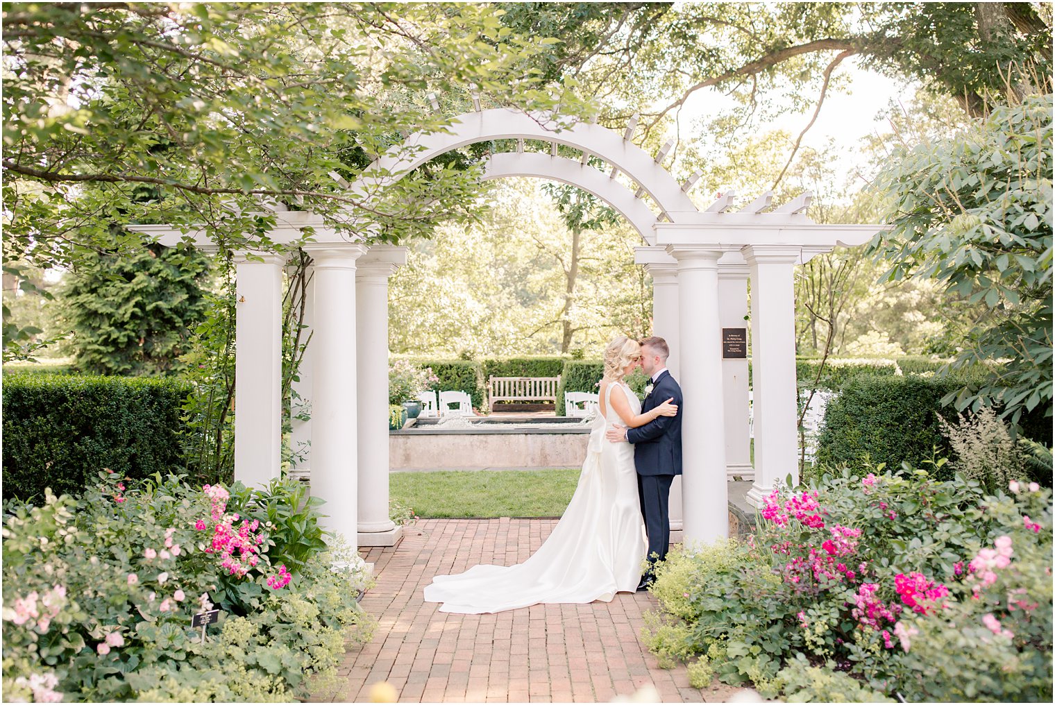 sweet bride and groom photo at Frelinghuysen Arboretum in Morristown, NJ