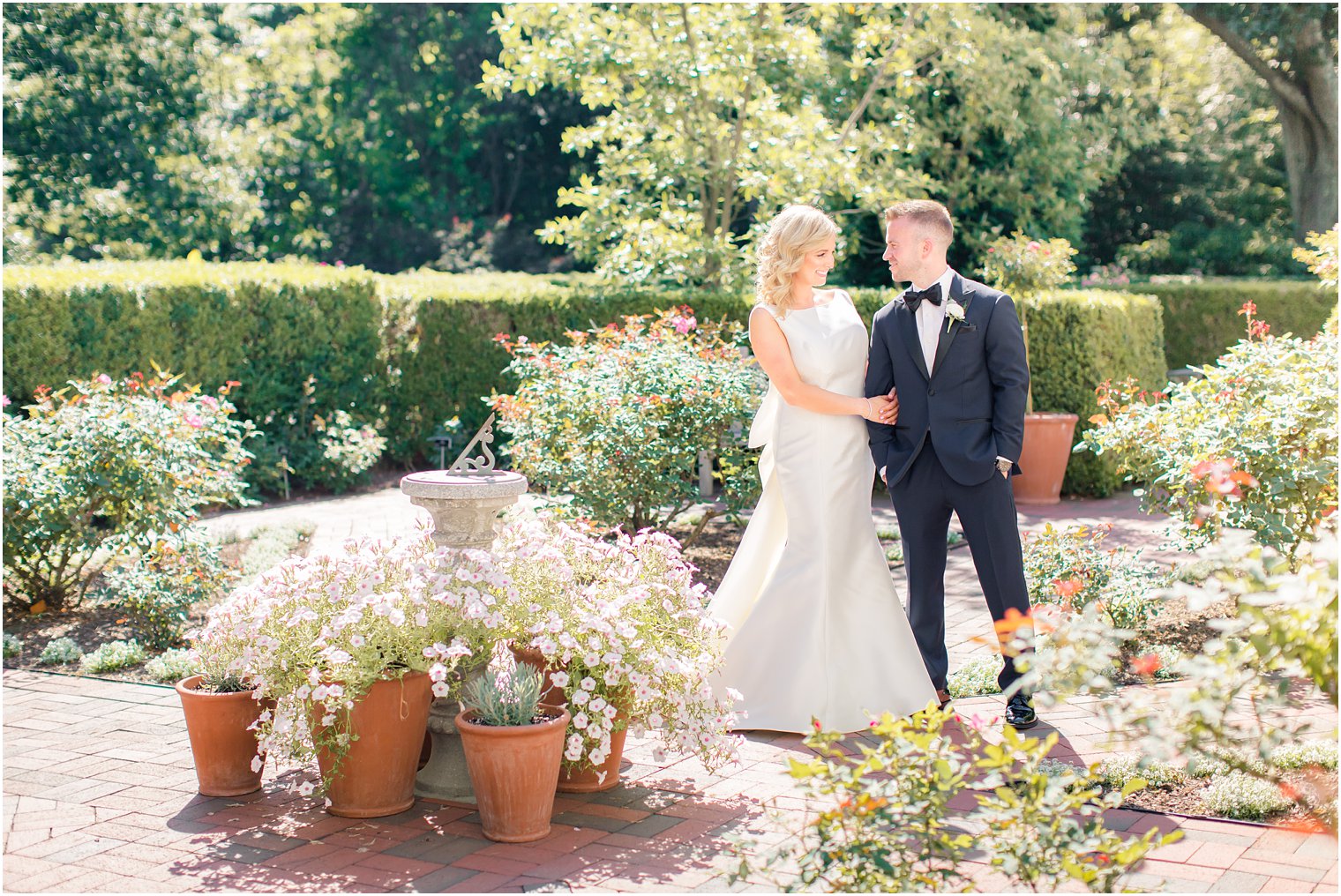sweet bride and groom photo at Frelinghuysen Arboretum in Morristown, NJ