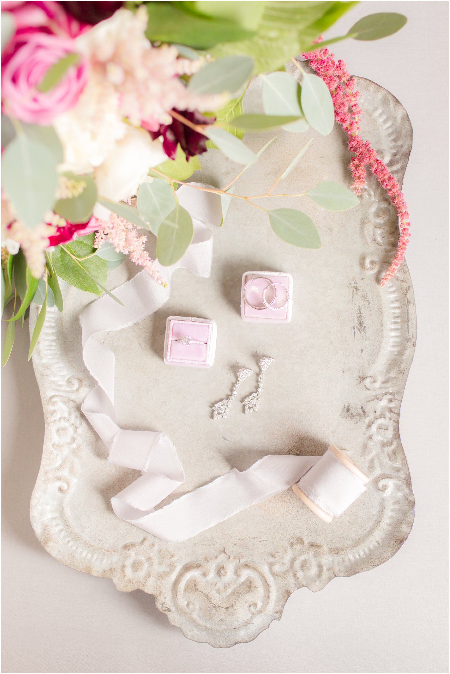 wedding details on a tray at Nassau Inn Wedding