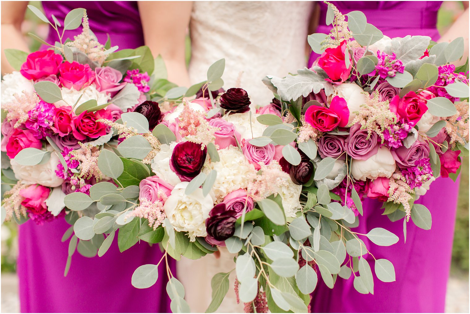 bright magenta florals at Nassau Inn Wedding