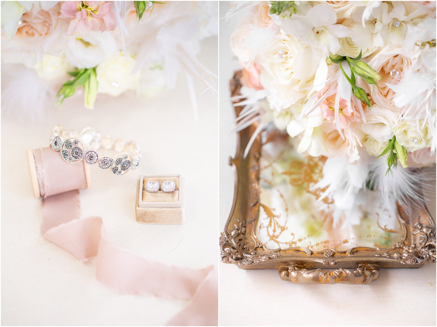 wedding jewelry and florals at Ocean Place wedding