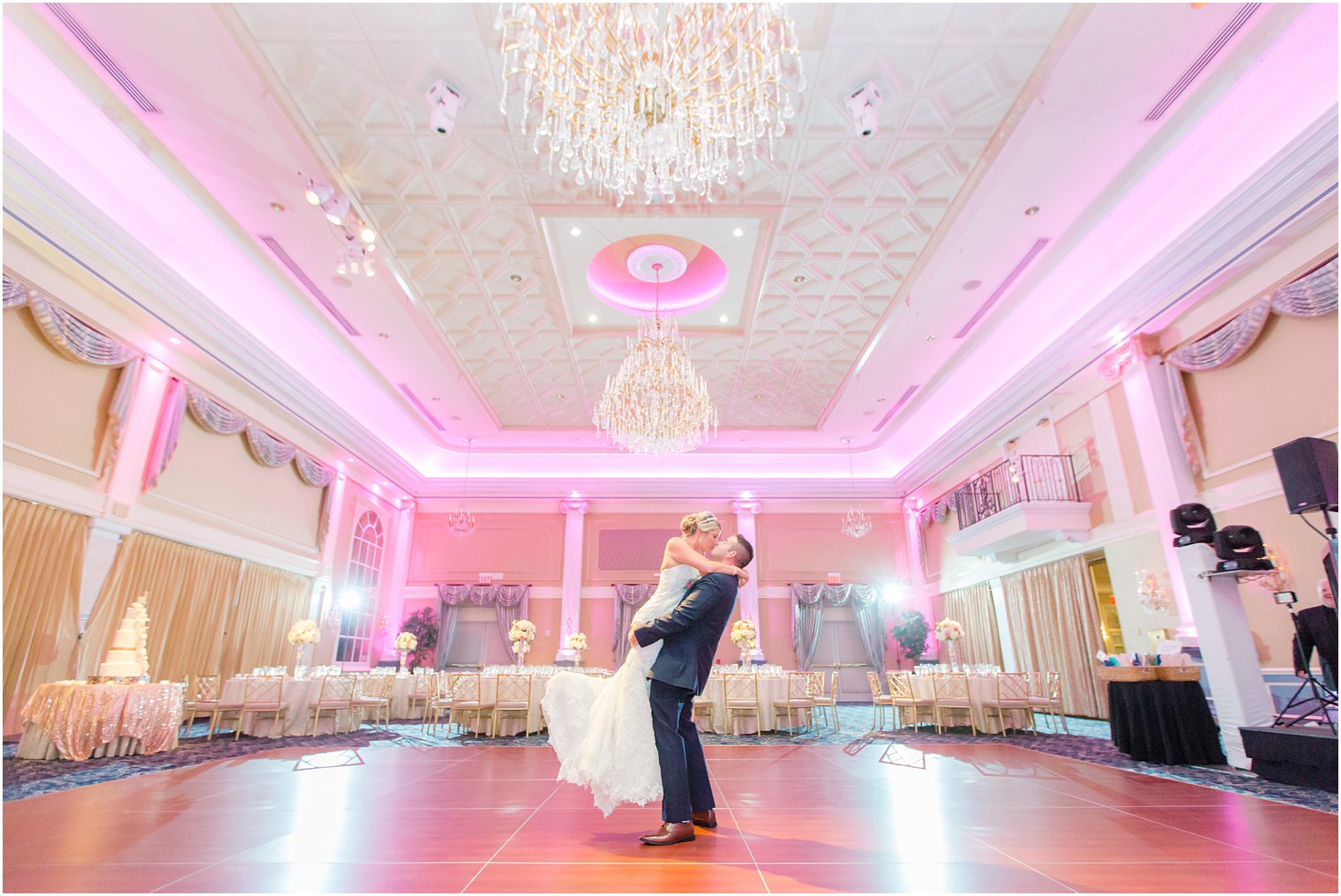 bride and groom empty ballroom photo at Palace at Somerset Park