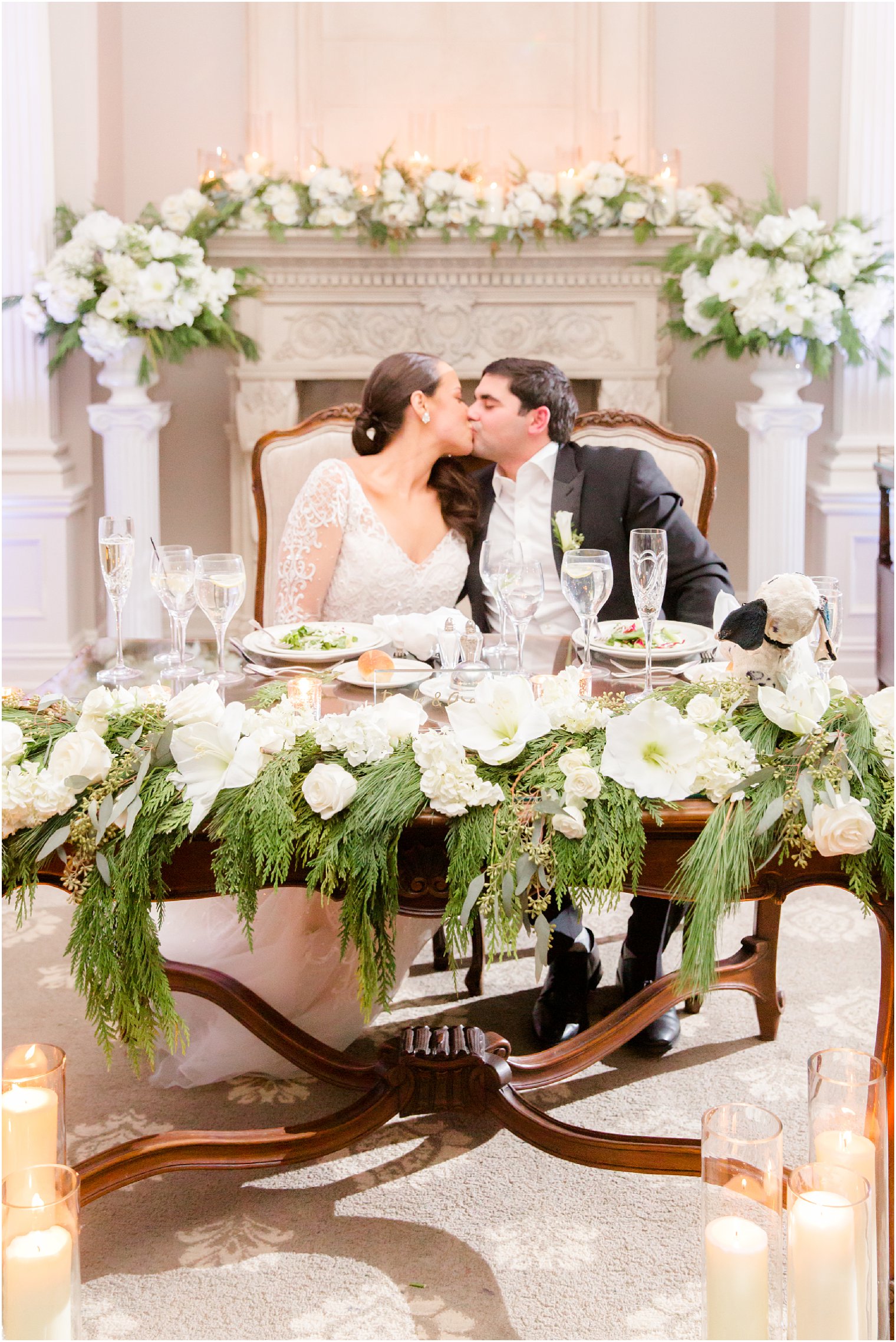 Bride and groom at sweetheart table at Park Savoy Estate