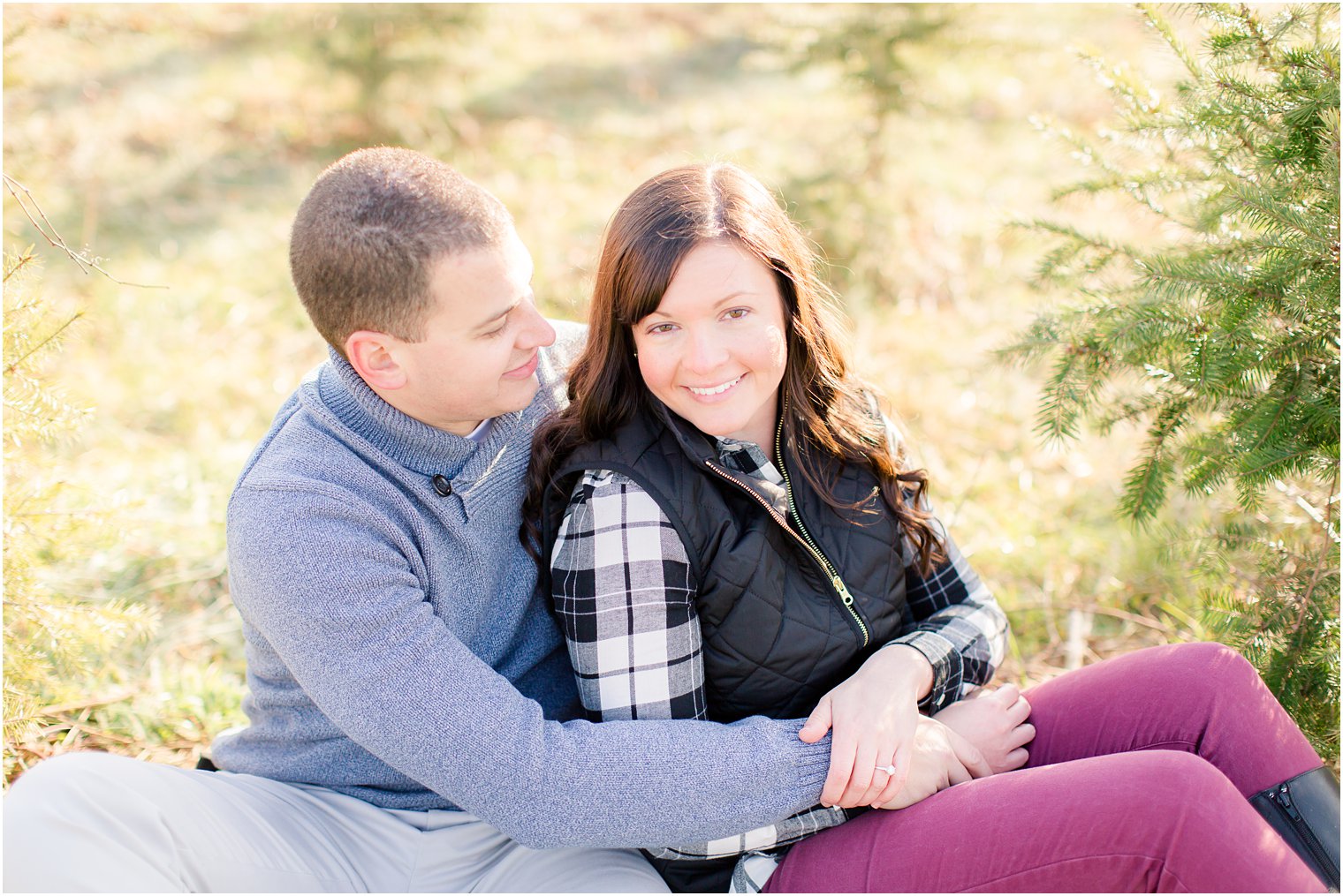 engagement session on a tree farm in Cranbury NJ