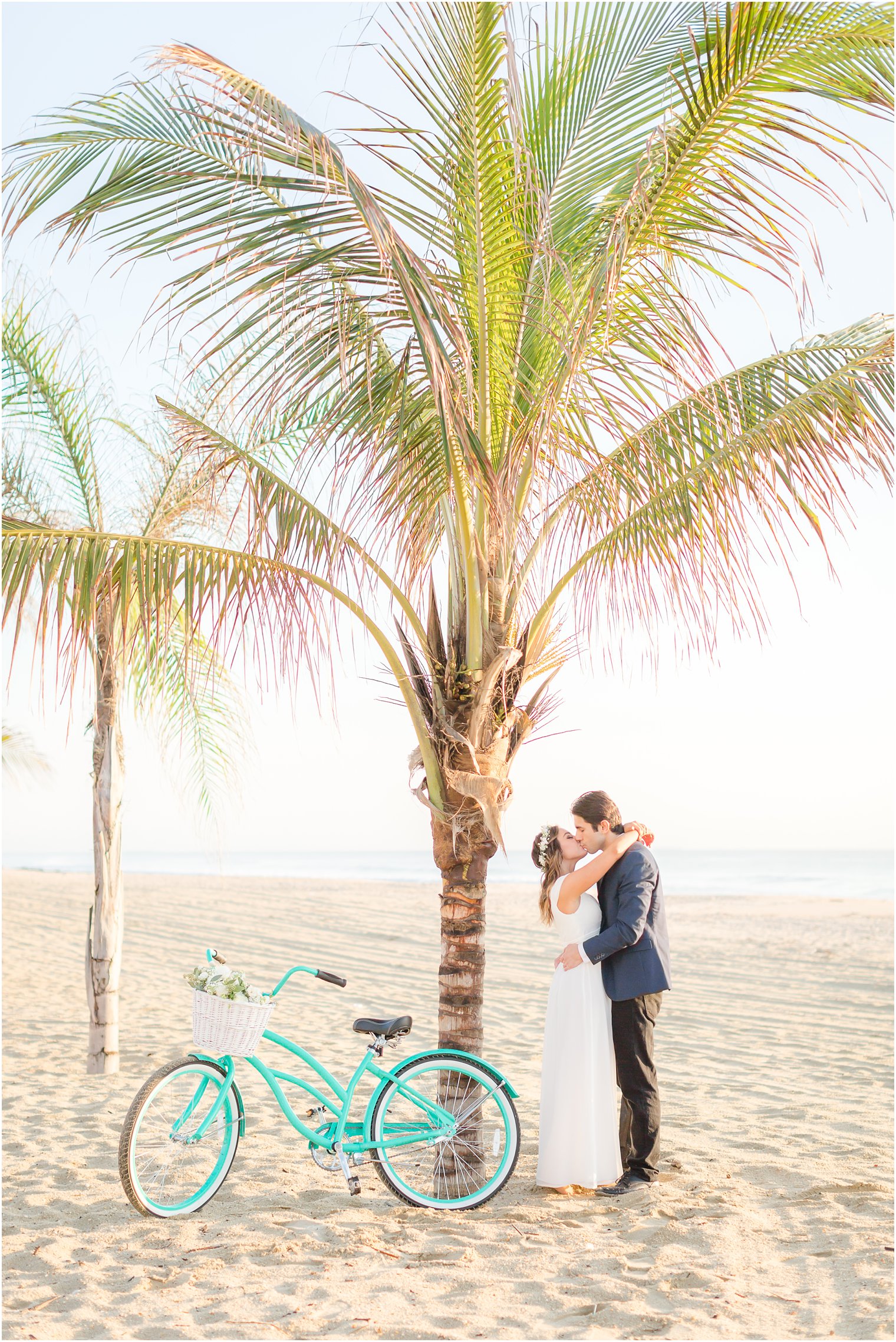 Jersey Shore Engagement Photos with teal bike 