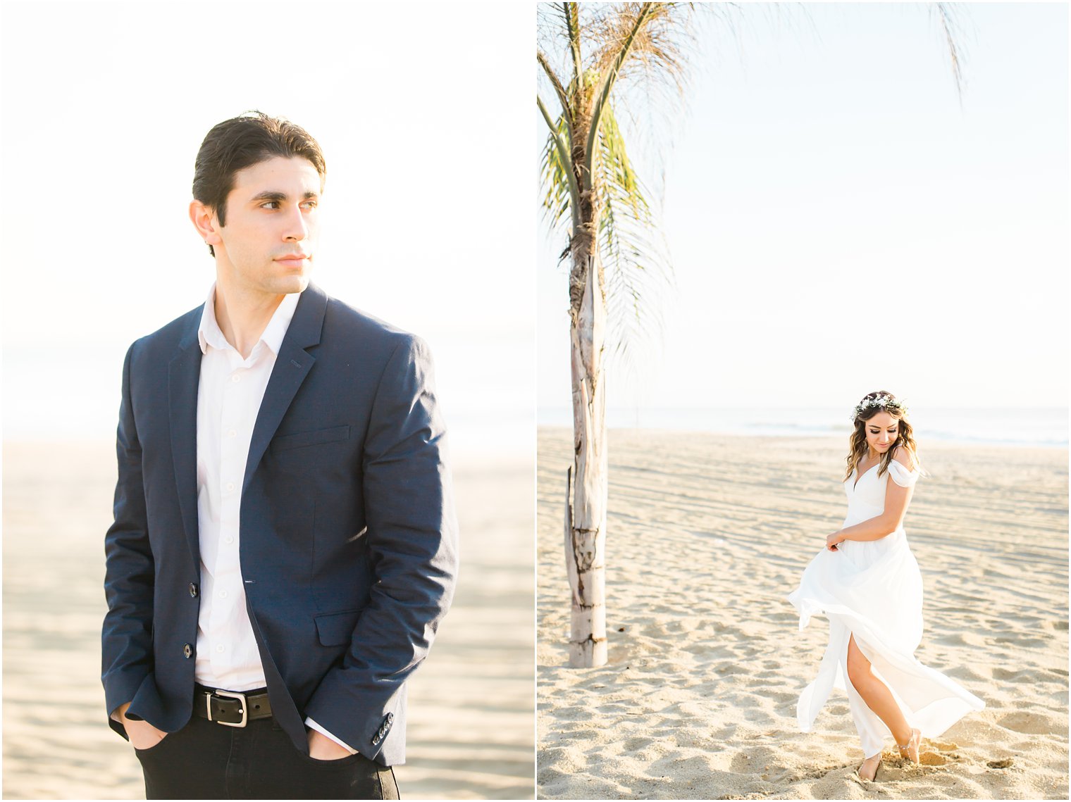 candid portraits of bride and groom during engagement session 