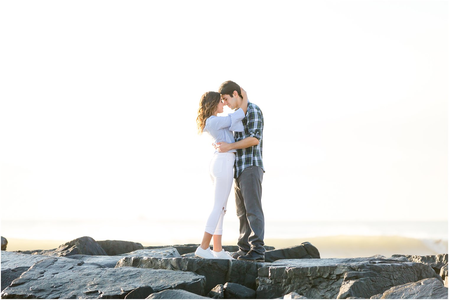 romantic portrait of bride and groom