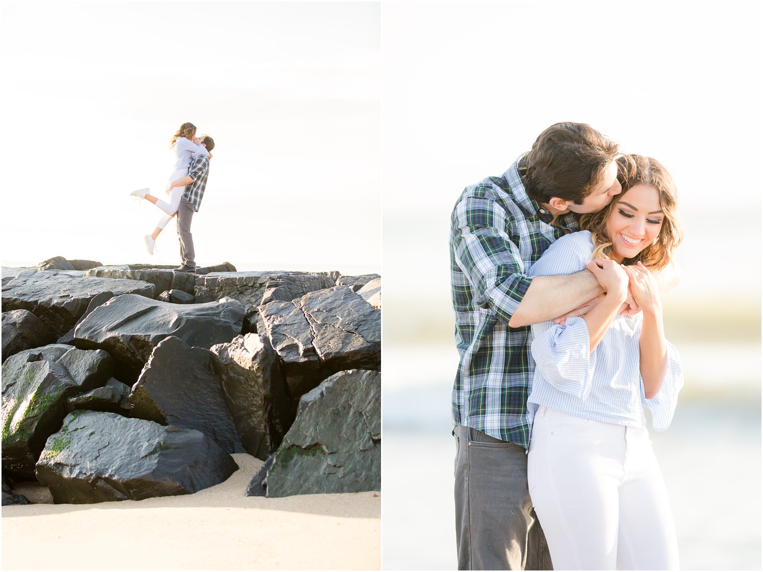 candid engagement photos on the beach