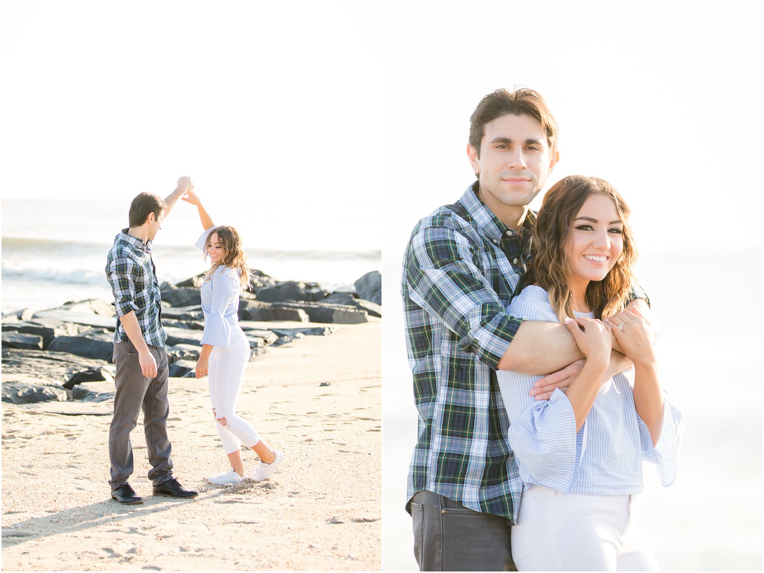 engagement photos during Jersey Shore engagement session 