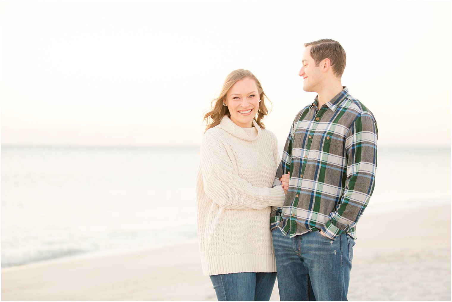 fall engagement on the beach in Lavallette