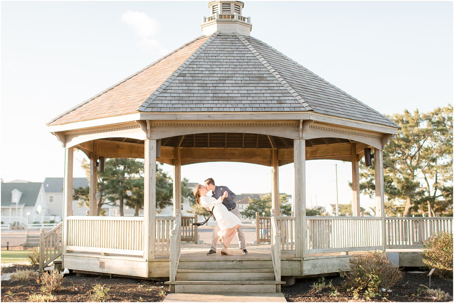 engagement photos at Lavallette gazebo