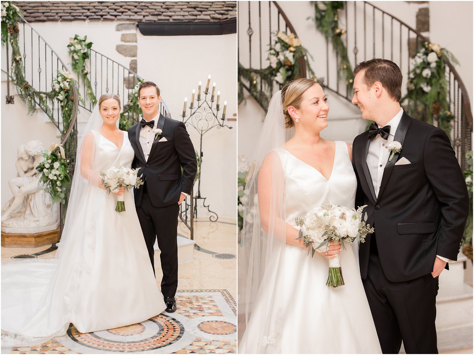 bride and groom formal portraits at Pleasantdale Chateau