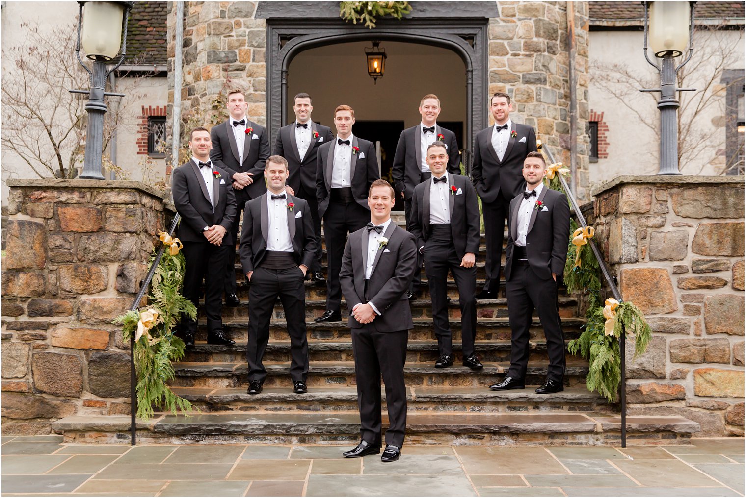 elegant groomsman photo at Pleasantdale Chateau