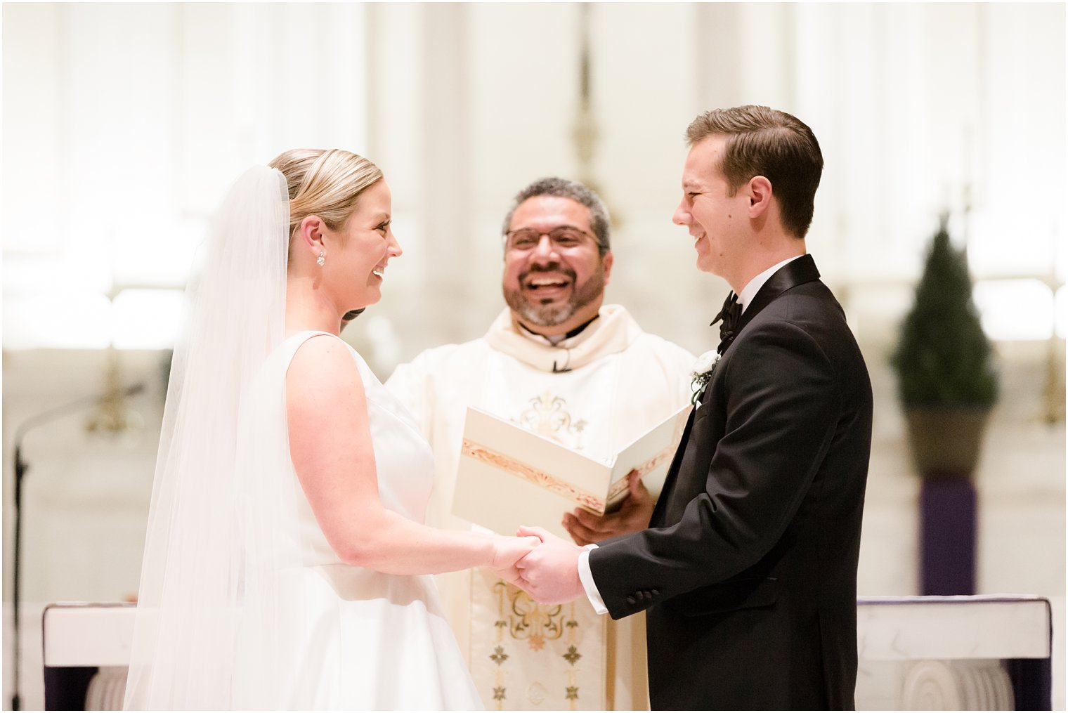 exchange of vows at Church of the Immaculate Conception in Montclair, NJ