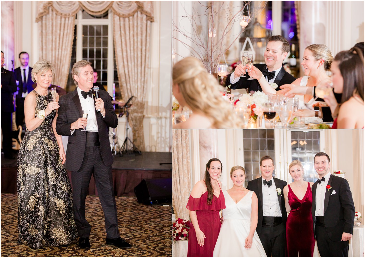 toasts at Pleasantdale Chateau winter wedding