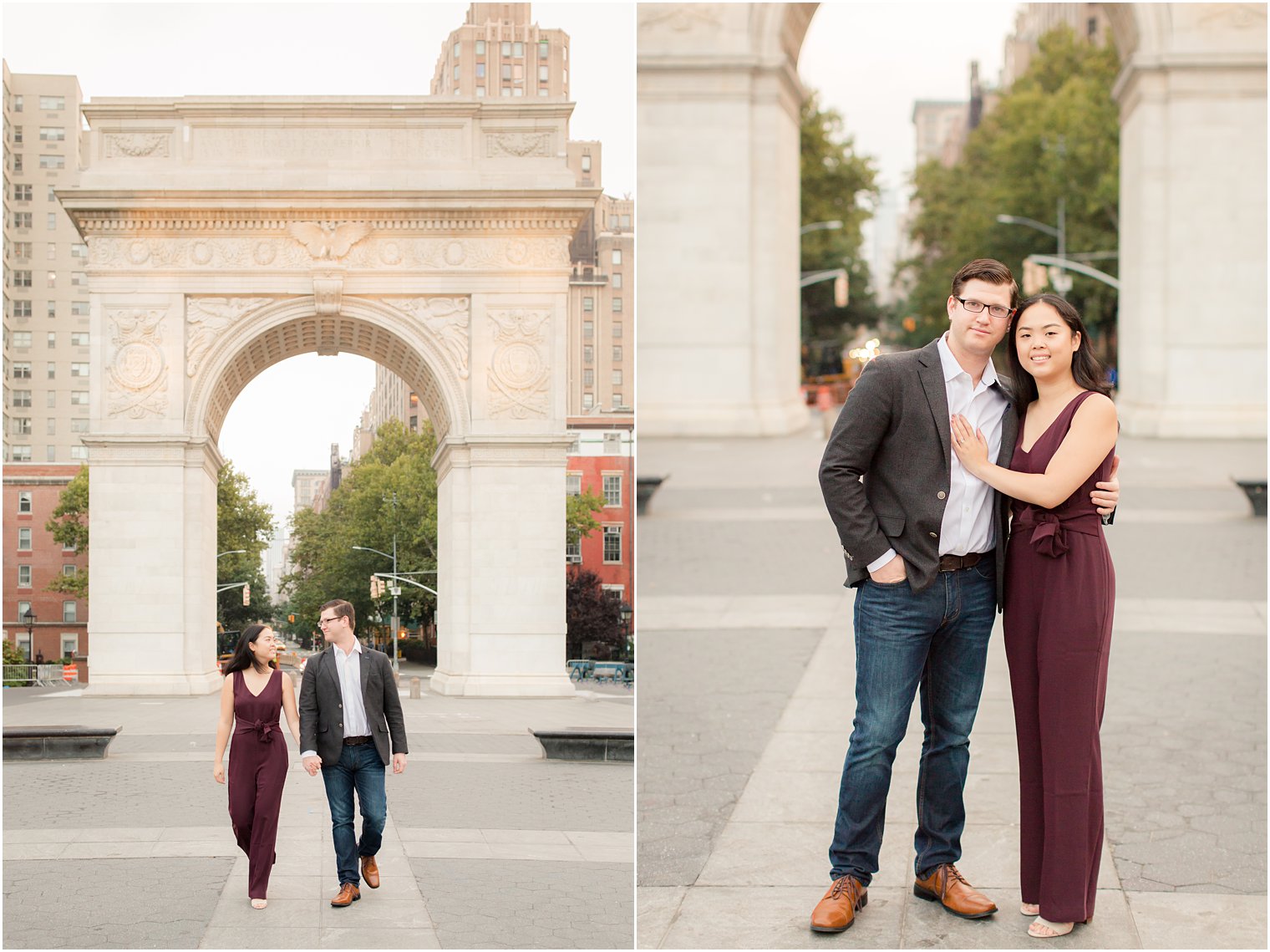 engaged couple at Washington Square Park
