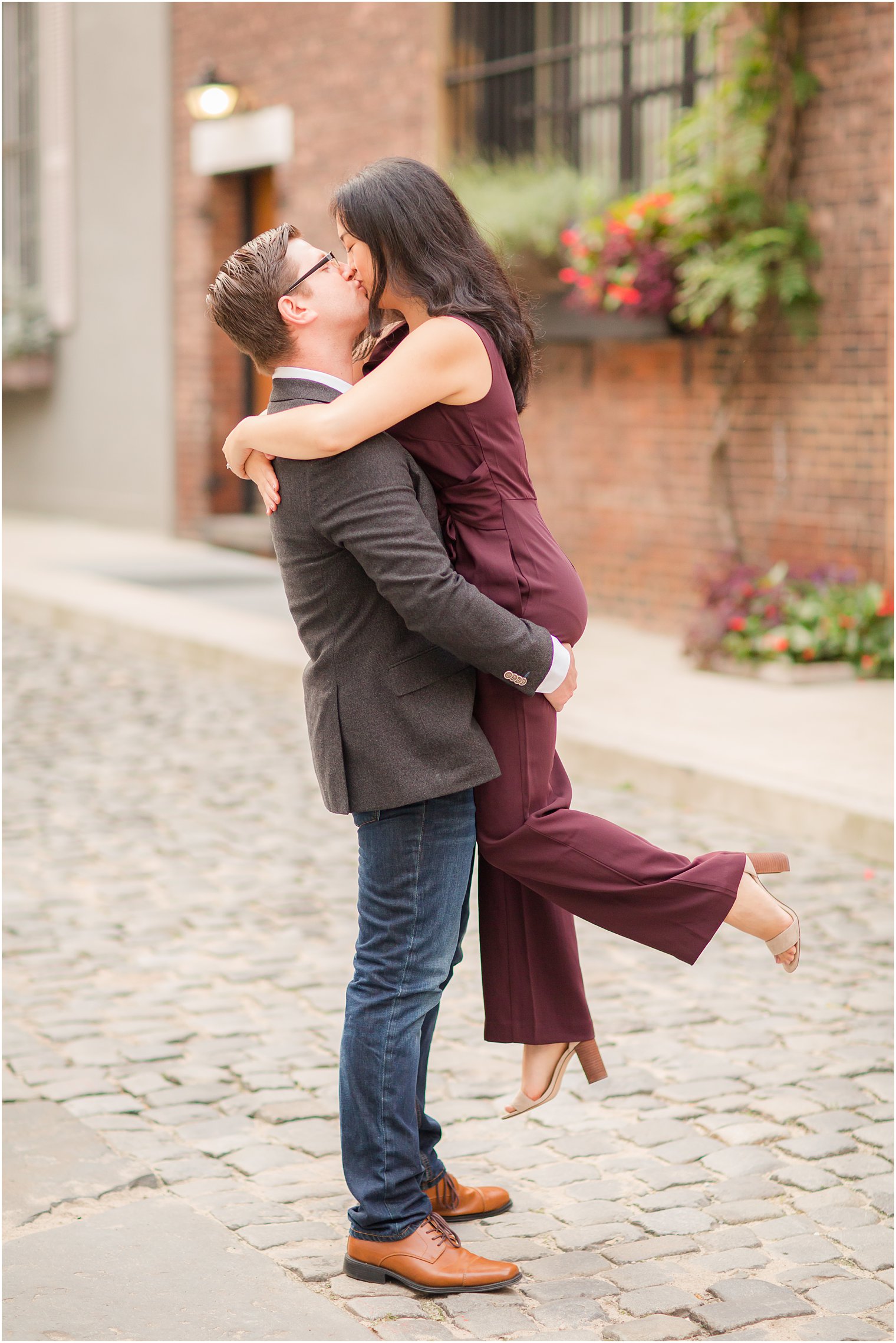 romantic dip photo of couple near NYU campus