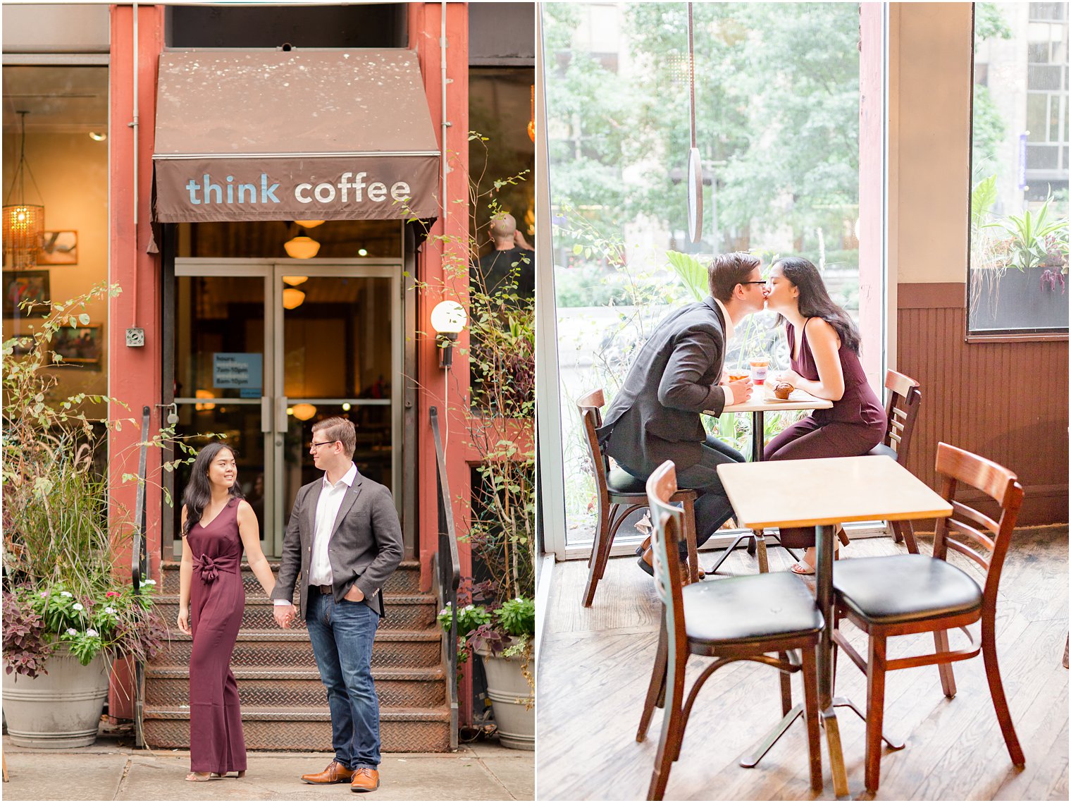 engagement photos at Think Coffee
