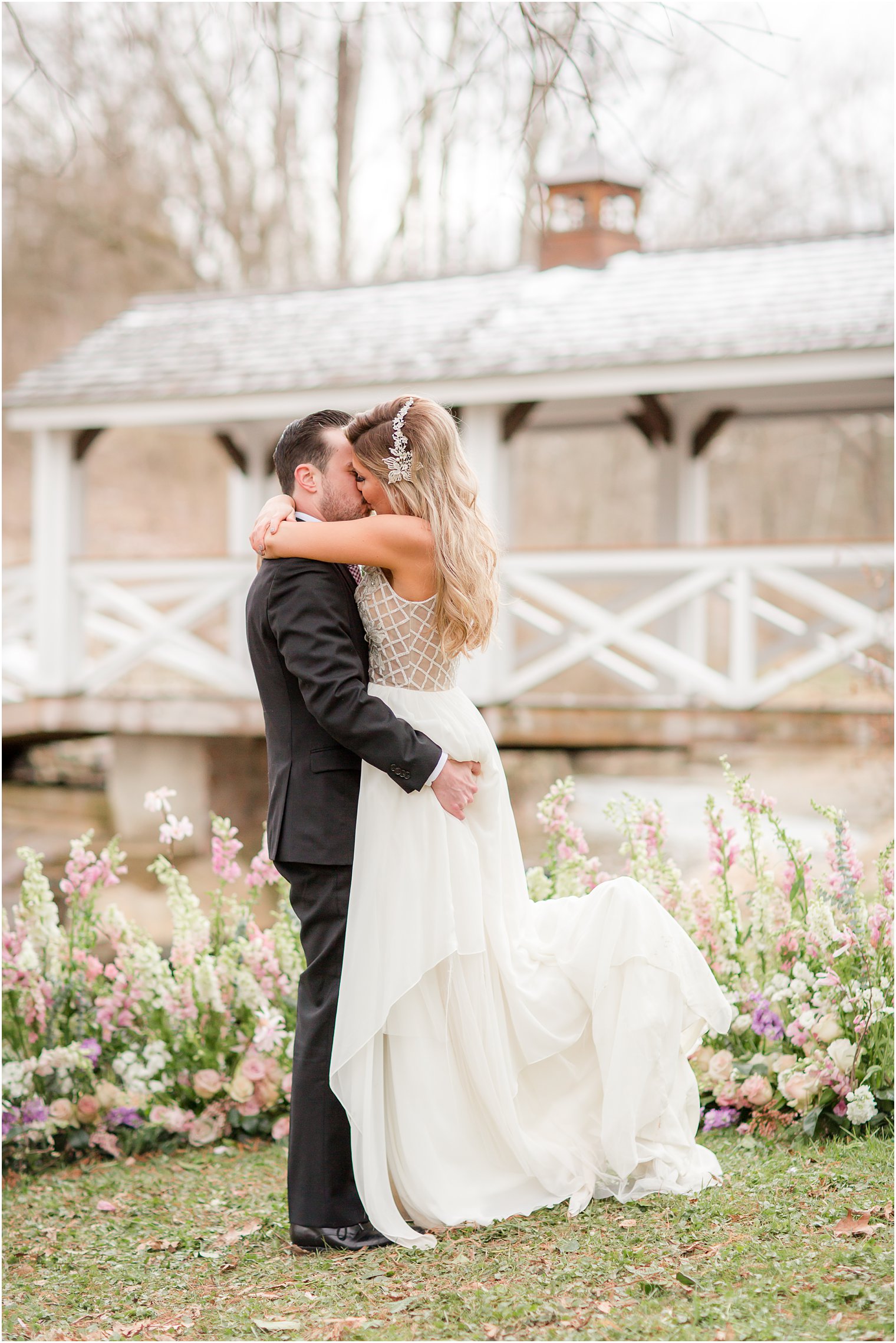 Wedding photo of bride and groom at Brookmill Farm