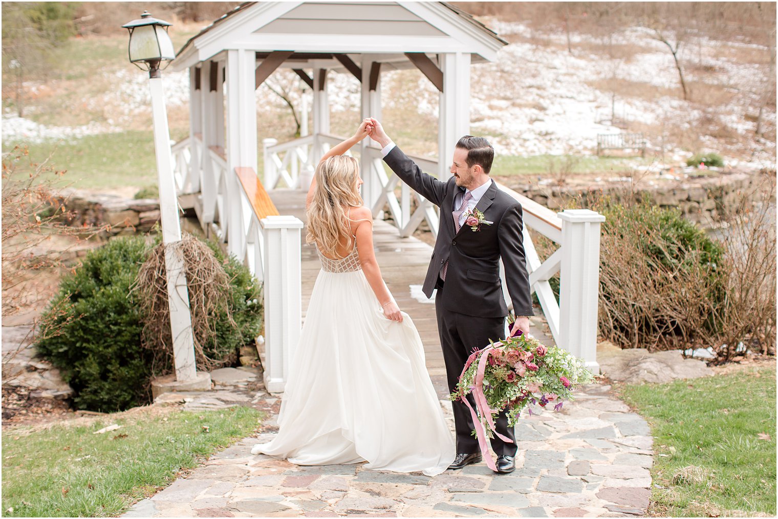 Twirling photo of bride and groom