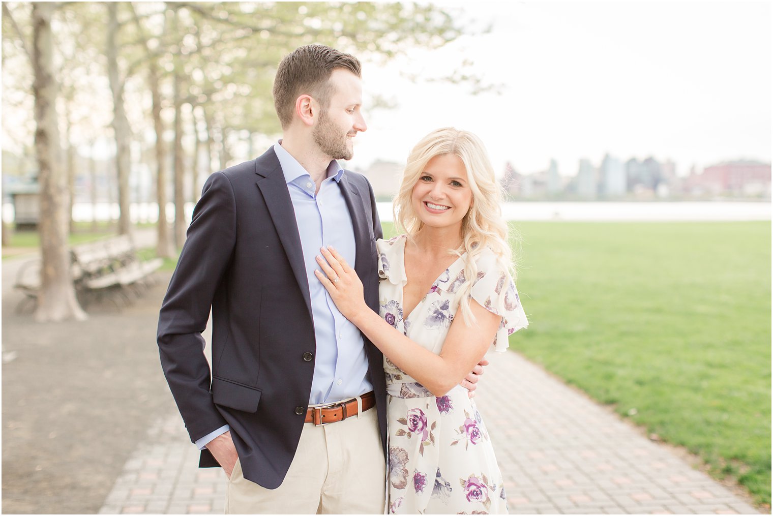 Engagement photos at Pier A Park | Hoboken Engagement Photography