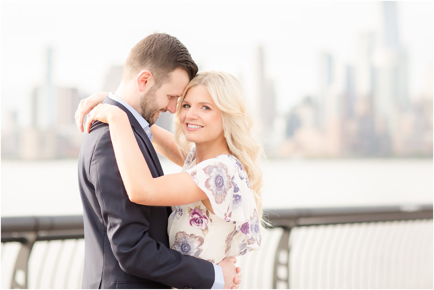 Hoboken skyline engagement photo