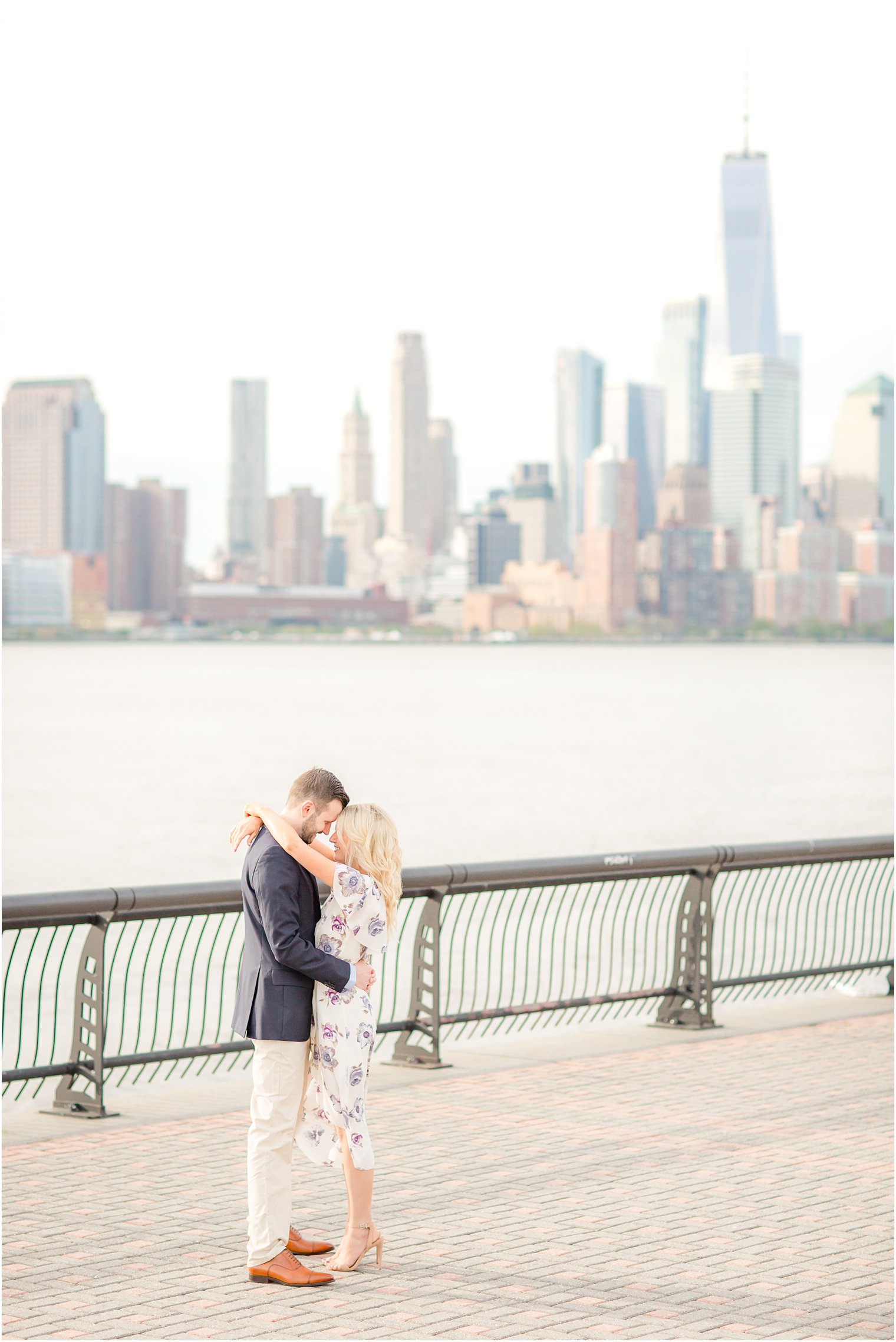Hoboken skyline engagement photo