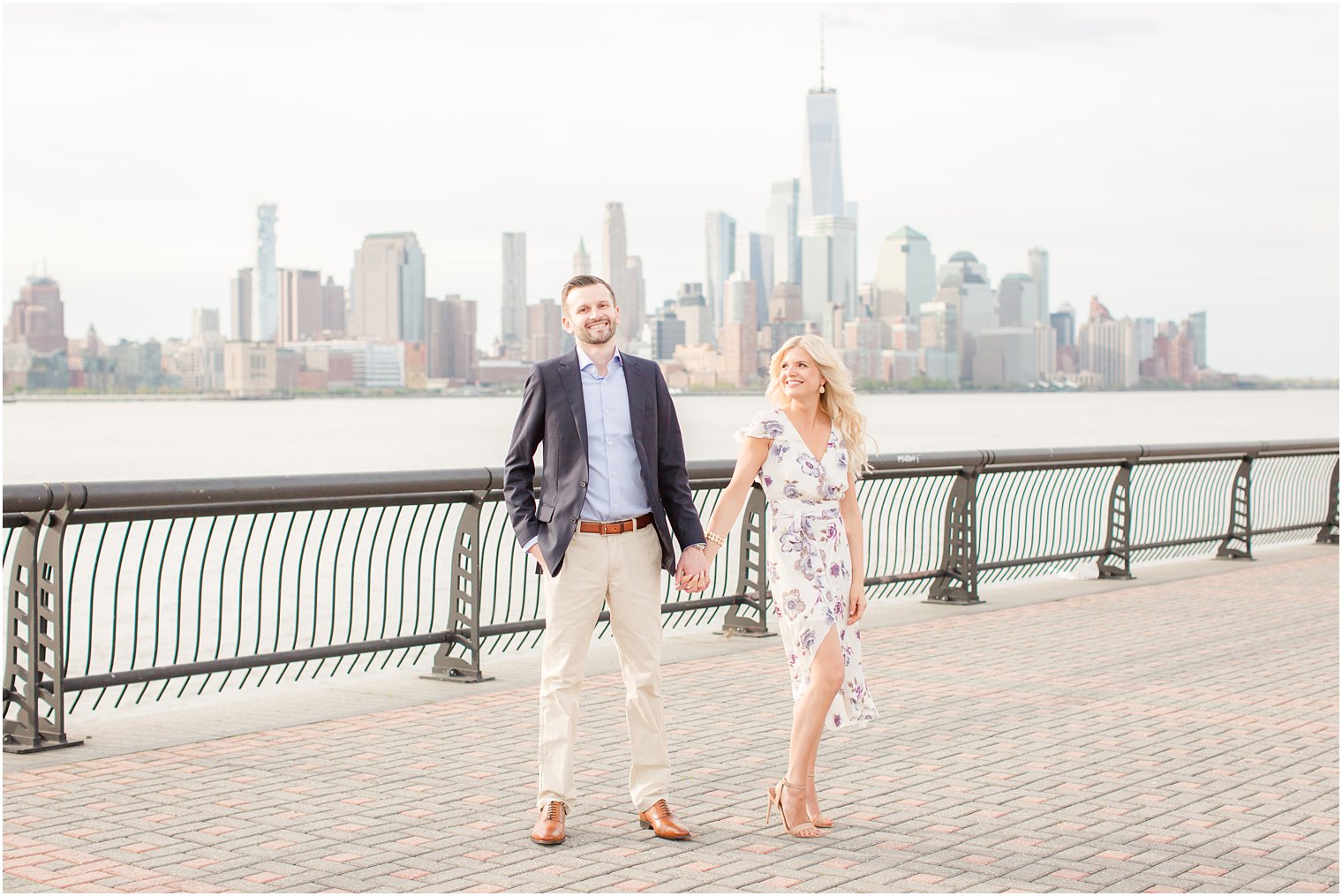 Hoboken skyline engagement photo