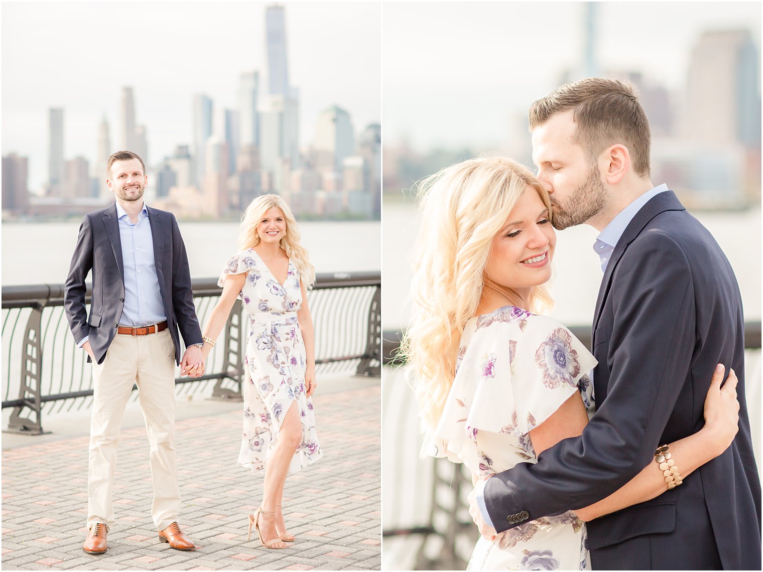 Hoboken skyline engagement photo