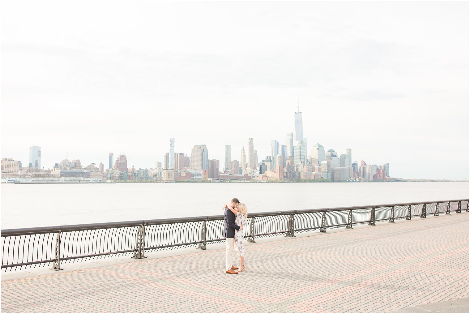 Hoboken skyline engagement photo