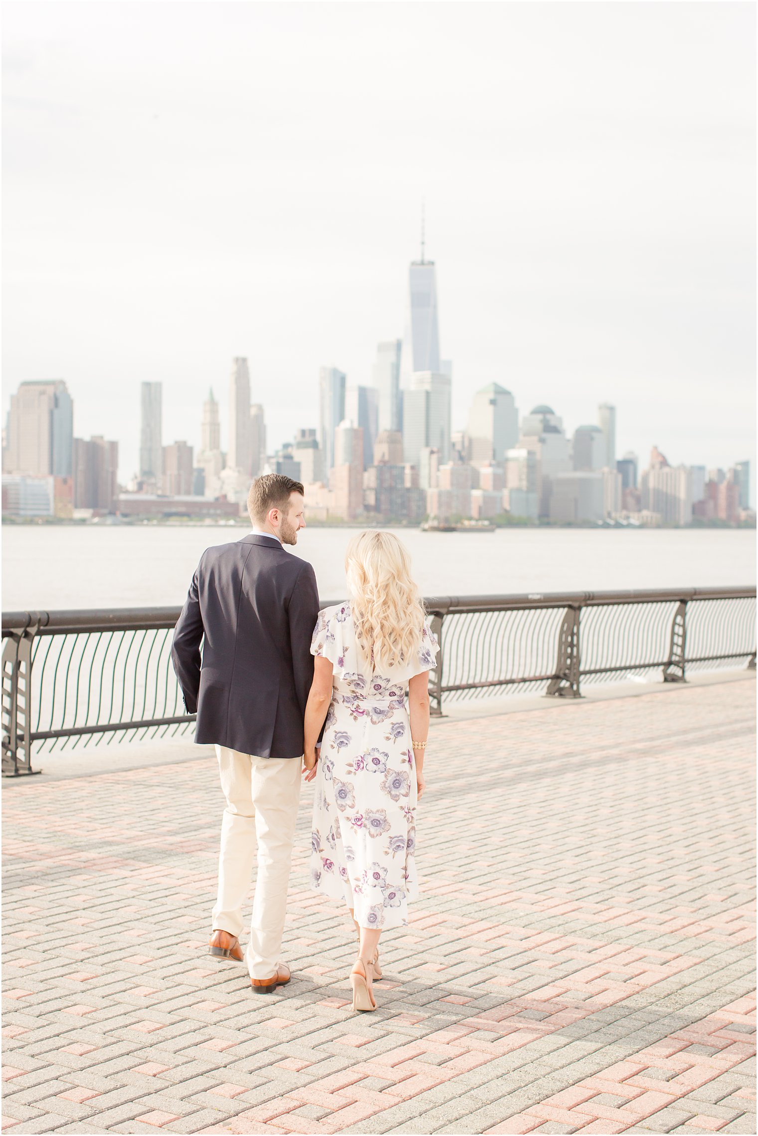 Hoboken skyline engagement photo