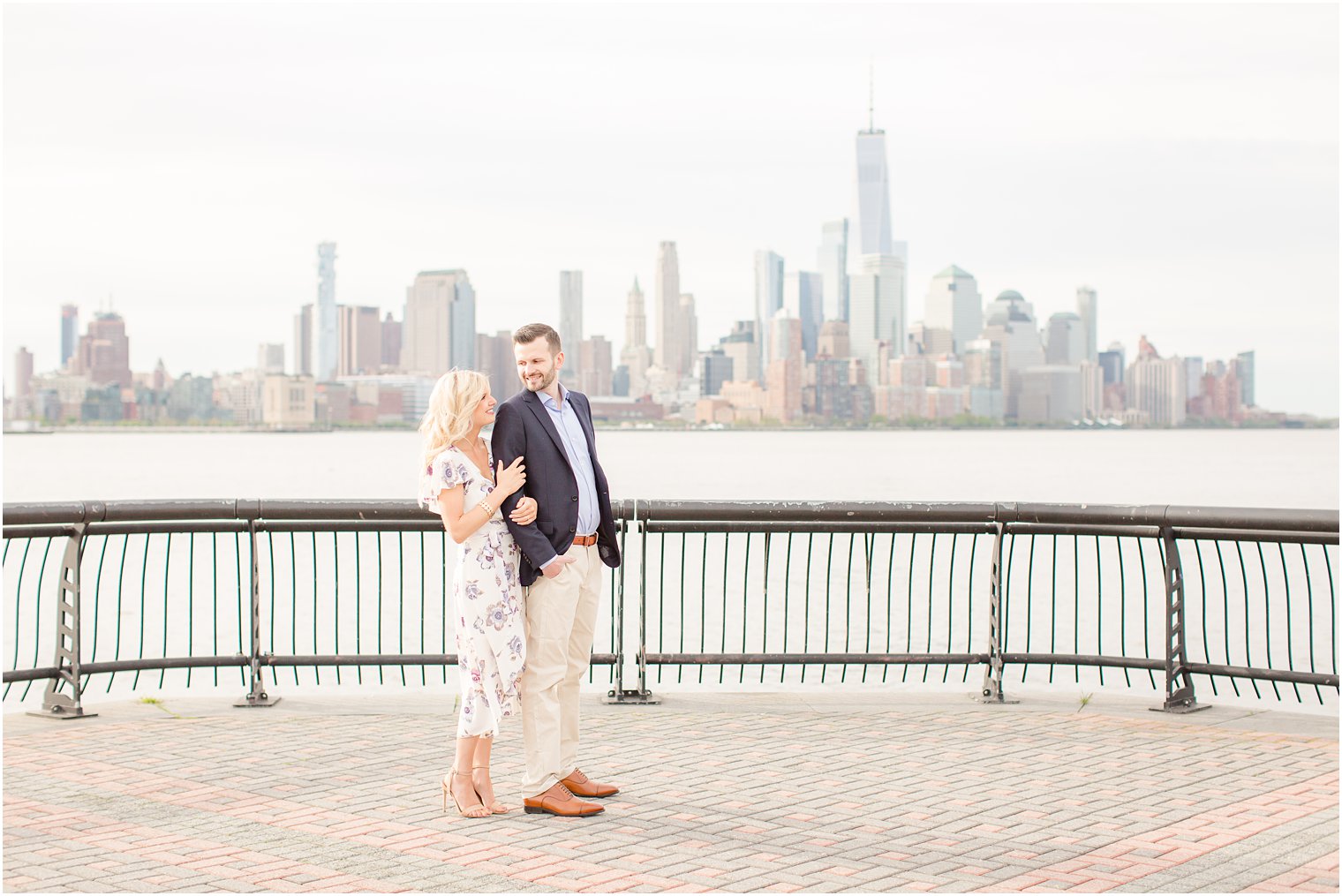 Hoboken skyline engagement photo