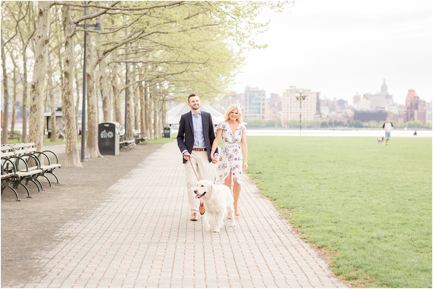 engagement photos in Hoboken with dog