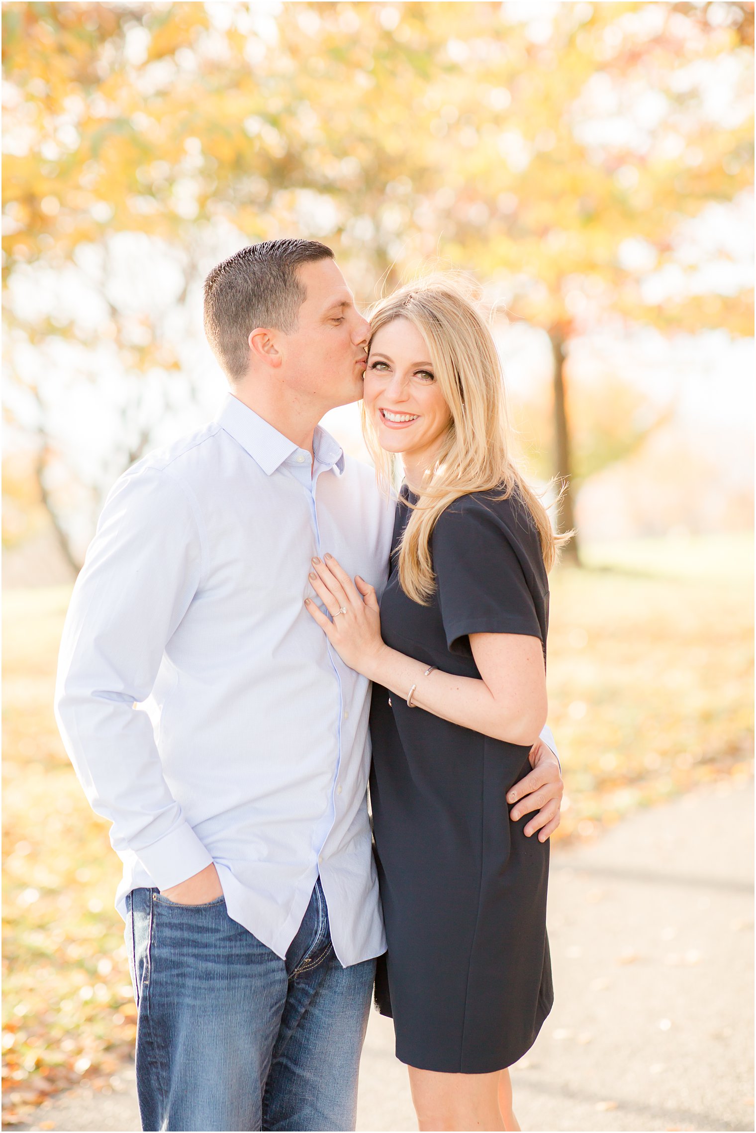 Beautiful lighting during Liberty State Park Engagement Session