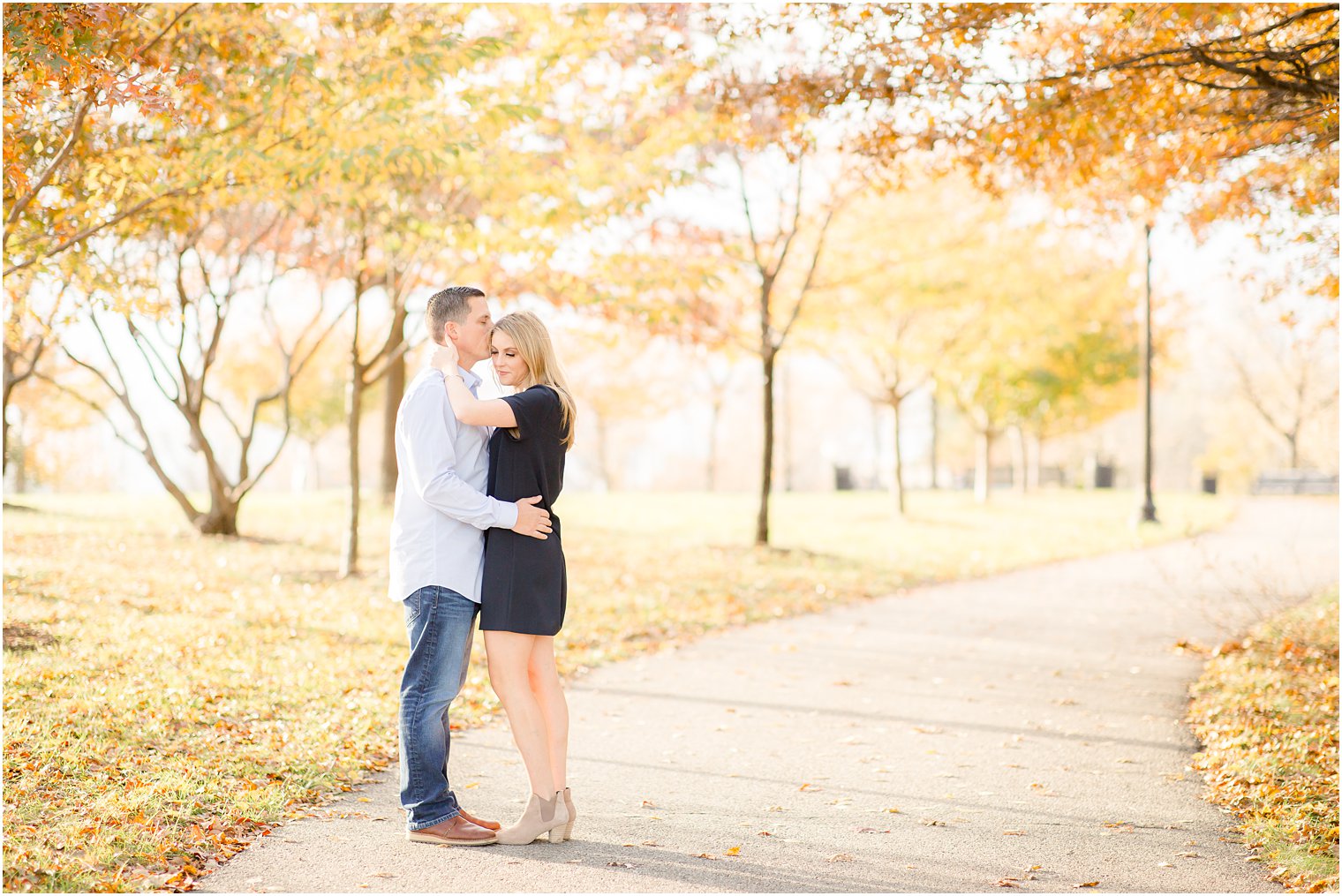 Romantic photo during Liberty State Park Engagement Session