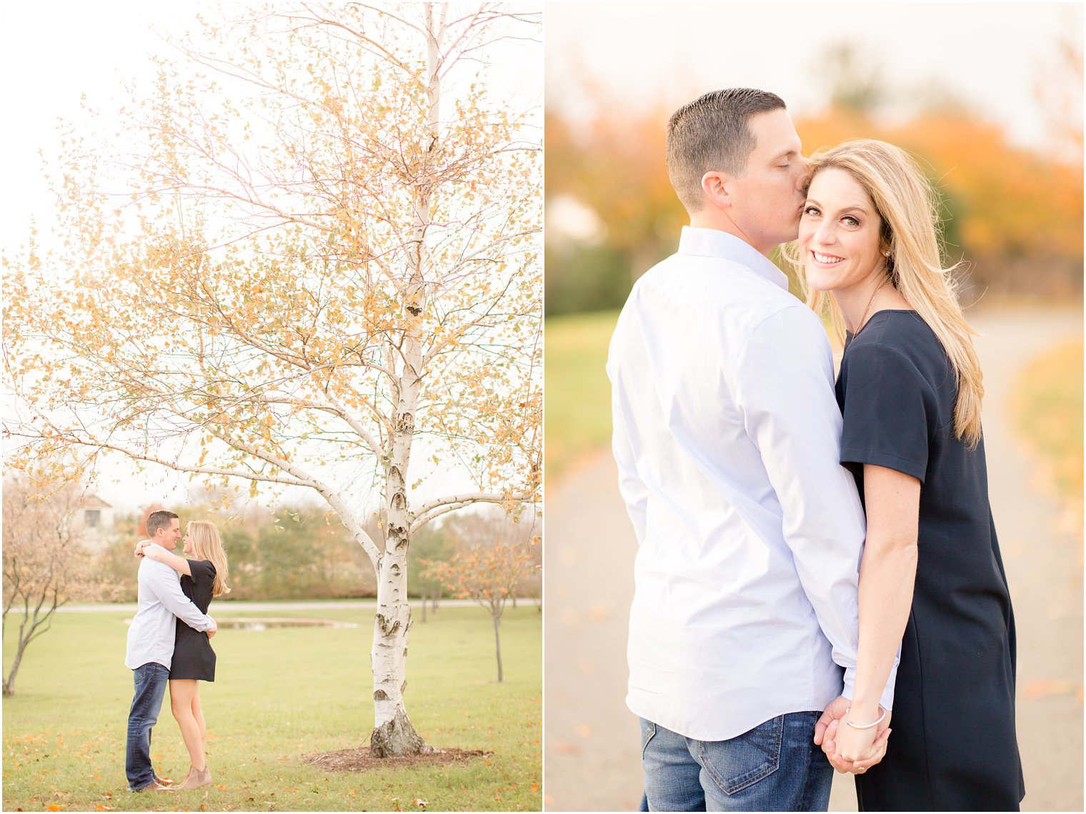 Engagement session with fall foliage at Liberty State Park