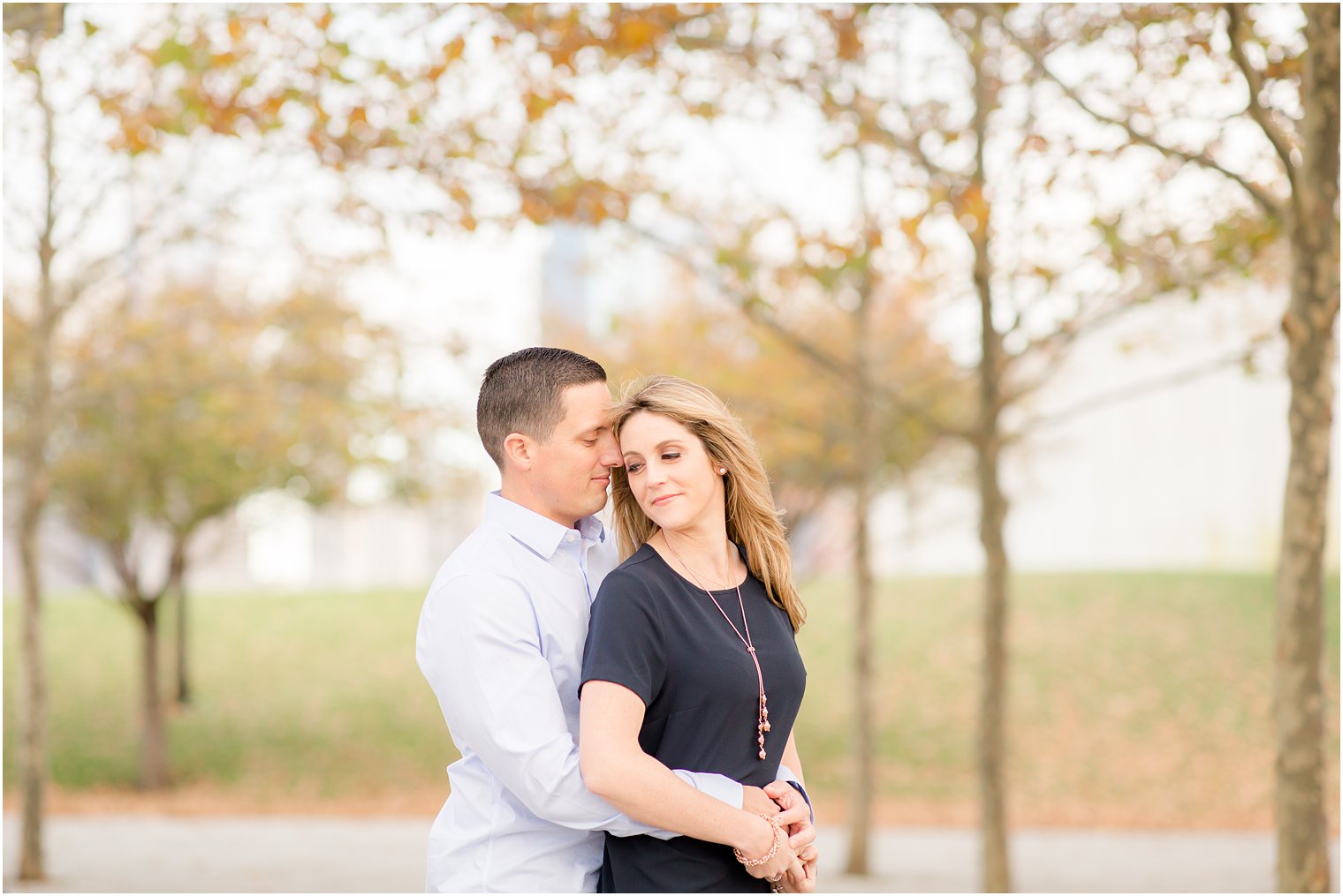 Engagement session with fall foliage at Liberty State Park in Jersey City, NJ