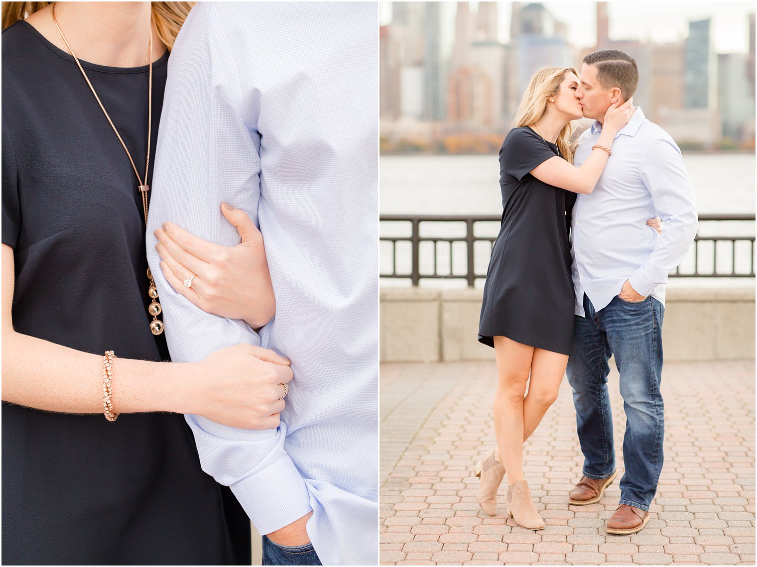 Engagement photos with NYC skyline in the background