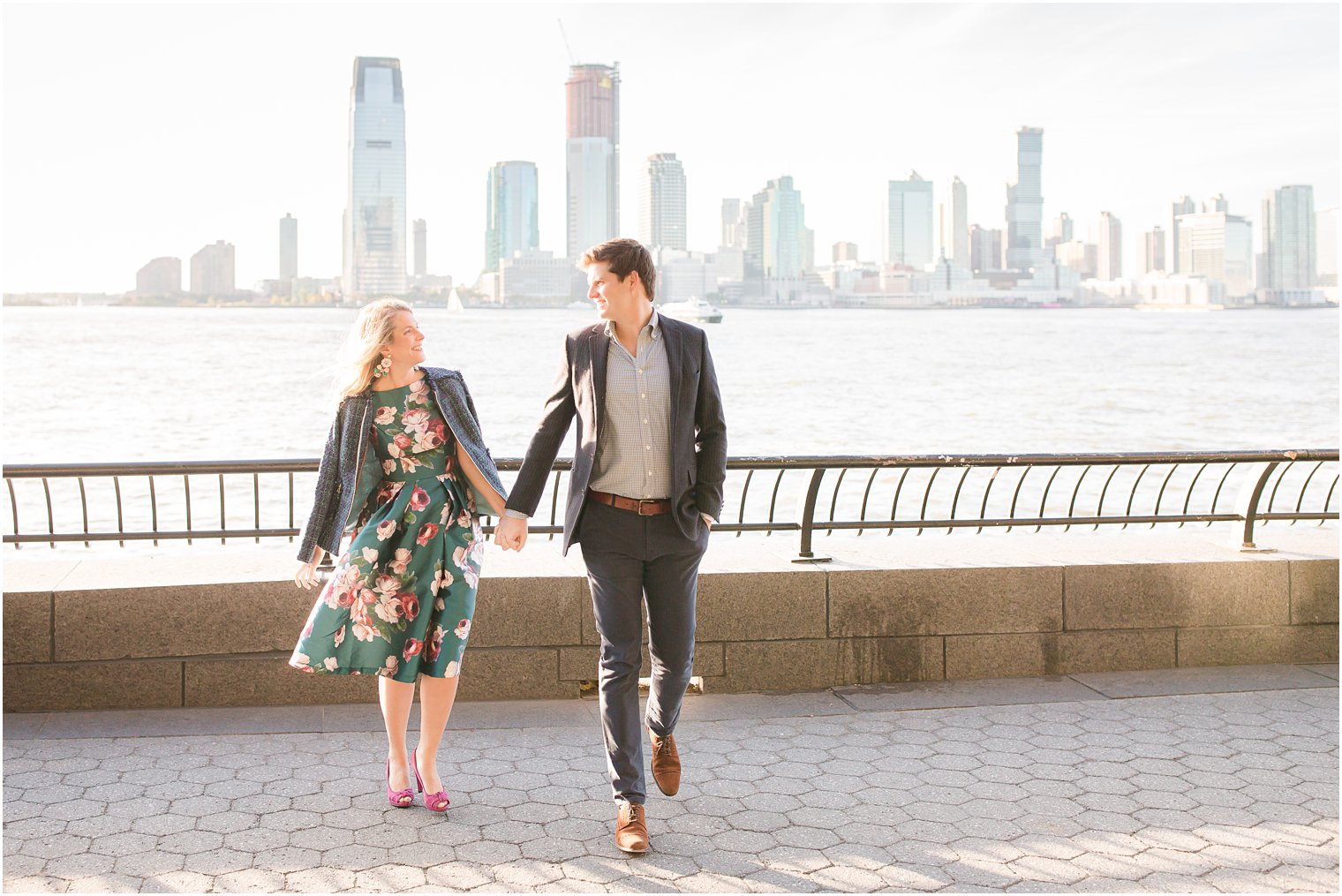 engagement photo in Battery Park City